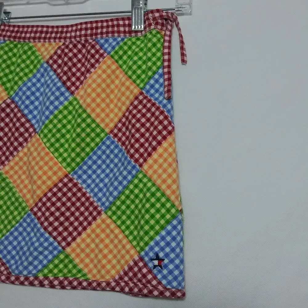 Vintage Tommy Hilfiger Colorful Checkered Patchwork Skirt Youth Girl Size Small